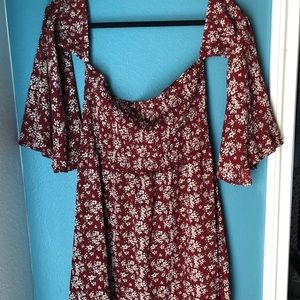 Maroon off the shoulder dress